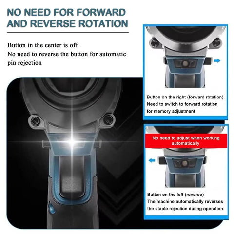 Brushless Cordless Rivet Nut Tool Electric Pull Riveter Gun With M3 To M12 Threads controls for forward and reverse rotation
