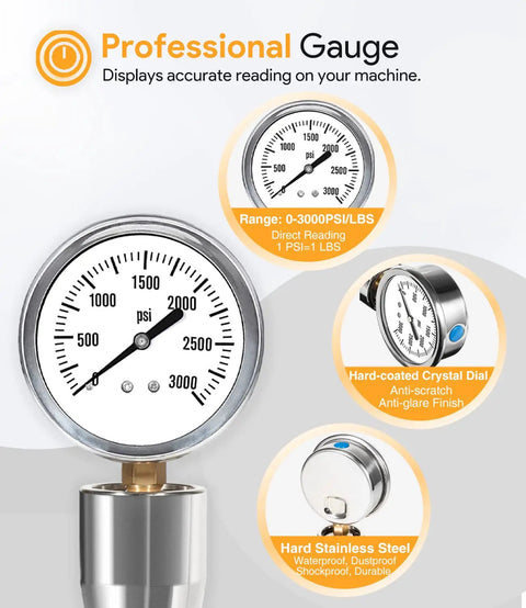 Spindle Drawbar Force Test Gauge Holder For BT40 CNC Mills, 0-3000 PSI/LBS Range, 5/8-11 Inch Retention Knob Thread, Quick Check Tool For Milling Machines, Works With DFG-1 Adapters, Built Tough For Daily Machining. stainless steel dial gauge, 0-3000 psi