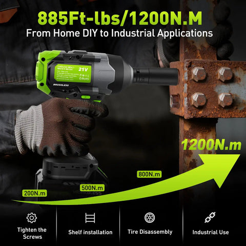 Cordless Half Inch Impact Wrench With 1200 Nm High Torque in use tightening steel bolts