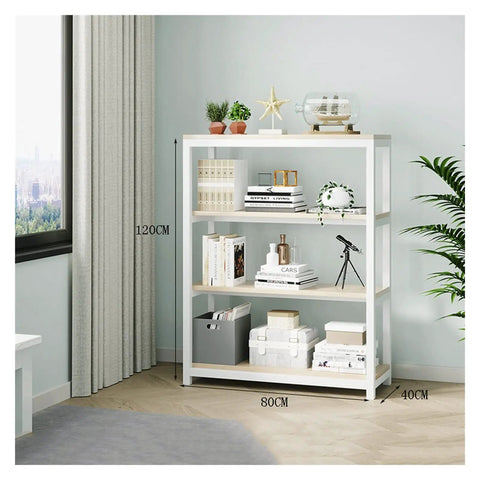 Guy Proof Multi Tier Bookshelf Built Hella Sturdy To Carry All Your Books House Plants Media Gear And Throw Pillows Without Folding Out On You In Every Standard Family Room, 120CM tall, 80CM wide in a living room setting.