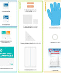 Front view of Be Smart Get Prepared 100-piece First Aid Kit contents organized by sections.