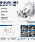 Pneumatic Clamp Workholding Fixture For CNC Machining With Automatic Loadin And Unloadin, 40kg Holding Force At 0.5 MPa, Compact Vise, aluminum alloy