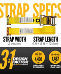 Heavy Duty E Track Straps 2 Inch By 12 Foot 10 Pack With Spring E Fittings And 4 Foot Fixed End Tiedowns strap specs