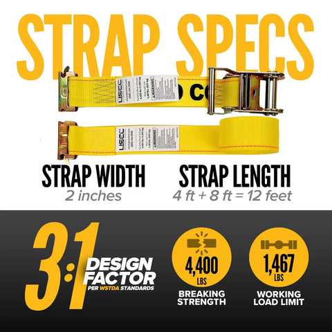 Heavy Duty E Track Straps 2 Inch By 12 Foot 10 Pack With Spring E Fittings And 4 Foot Fixed End Tiedowns strap specs
