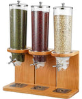 Tri Head Cereal And Candy Dispenser With Smooth Pour Spout For Fresh Coffee Beans And Nut Storage Countertop Organizer Daily Grind Essential Gonna Love This No Drip Build with three clear bins and wooden base.