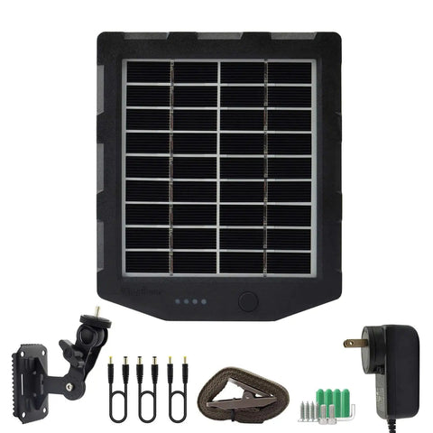 Trail Cam Solar Panel Kit Built In 2000mAh Battery For 12V 1A Or 6V 1.5A Chargers IP66 with mounting accessories and cables