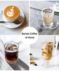 Premium 58Mm Espresso Coffee Machine Built Different With A High Octane 20 Bar Pump And Sleek Black Stainless Steel Frame For True Coffee Junkies Chasing Dead Straight Crema Shots Daily with various coffee drinks on display.
