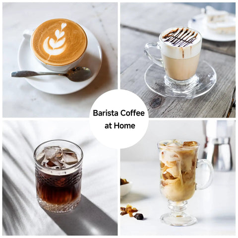 Premium 58Mm Espresso Coffee Machine Built Different With A High Octane 20 Bar Pump And Sleek Black Stainless Steel Frame For True Coffee Junkies Chasing Dead Straight Crema Shots Daily with various coffee drinks on display.