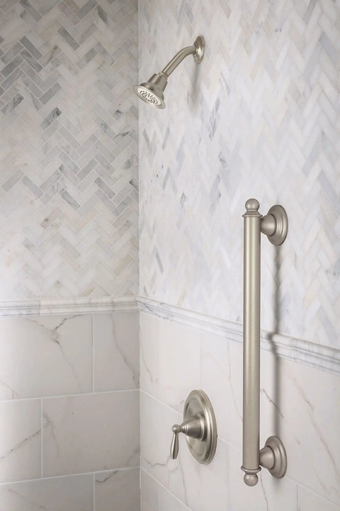 Shower with Brantford Brushed Nickel Shower Trim Kit With Posi Temp Valve Includes Shower Head And Lever Handle Pressure Balancing Update