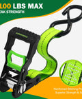 One Inch Ratchet Tie Down Straps 15 Ft 4 Pack With Soft Loops 2100 Pound Break Strength Reflective Thread