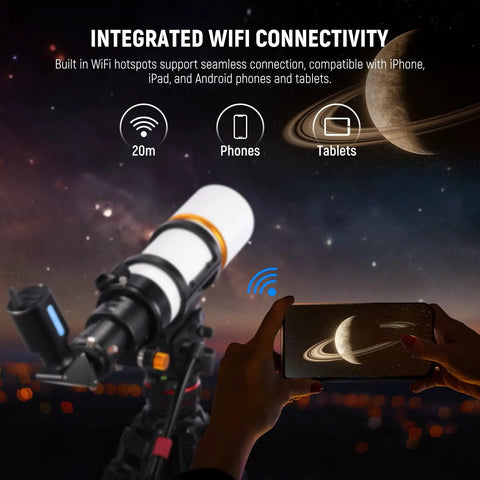 Dope 1.25 Inch WiFi Eyepiece for Telescopes With App Control and USB C 2MP 1080P Guiding Camera live view on phone