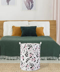 Foldable Laundry Basket Hamper With Handles, Portable Tall Collapsible Canvas Bin With Waterproof Lining in a bedroom setting