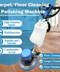 Pro Grade Heavy Duty 17 Inch Floor Polisher And Buffer Machine With 3 Gallon Tank 3 Brush Heads 175 RPM For Commercial Use