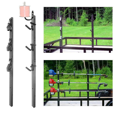 Three Place Weed Eater Rack for Trailer With Three Locks Open Trimmer Rack Holder for Landscape Truck Heavy Duty Lawn Equipment