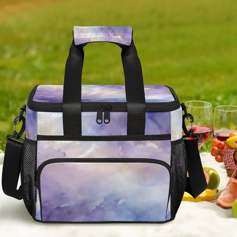 Insulated Picnic Backpack Lunch Bag For Women And Men, Big Capacity Portable Tote Keeps Food Fresh, Purple Gradient, outdoor scene