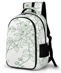 Green Line Floral Vine Printed Unisex Backpack With Large Capacity Durable Polyester Breathable Mesh Back Easy Zip Convenience