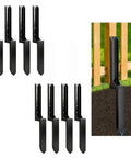 Built Different Heavy Duty Steel Fence Post Anchors And Ground Spikes Repair Kit No Sweat Setup Fixes Leaning Wood Posts With Rust Resistant Black Powder Coating For Durable Yard Care 8 Pack displayed with installation example.