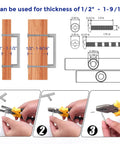 Installation guide for 30 Pack Solid 3 Inch Center To Center Slim Square Bar Drawer Handles in Brushed Nickel, detailed measurements shown