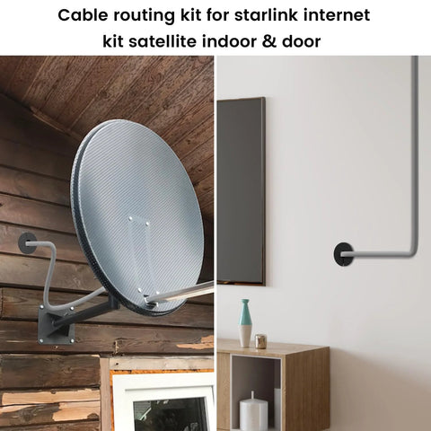 Cable Routing Kit For Three Quarter Inch Wall Holes With Four Wall Grommets And Spade Drill Bit installed with satellite