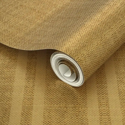 Top Tier Weathered Stripe Gold Metallic Wallpaper For Dope Indoor Walls Featuring Hella Stylish Fibrous Texture and Paste The Wall Application showing rolled wallpaper.