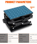 Pro Grade XZ Axis Manual Stage With 50 X 120mm Stroke Sliding Table Rotation And Positioning Platform specifications chart