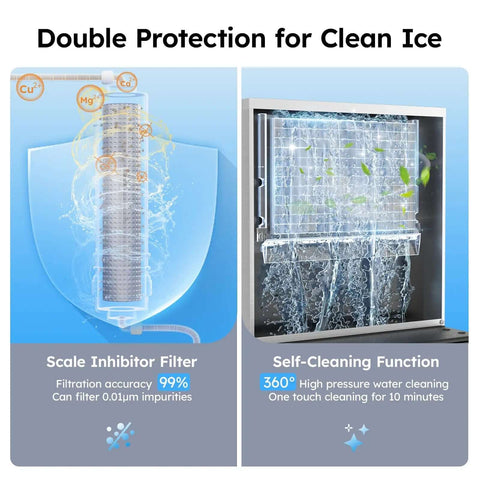 Industrial Ice Maker Workhorse With 550 Lbs Per Day Output And 400 Lbs Storage featuring filtration and self-cleaning functions
