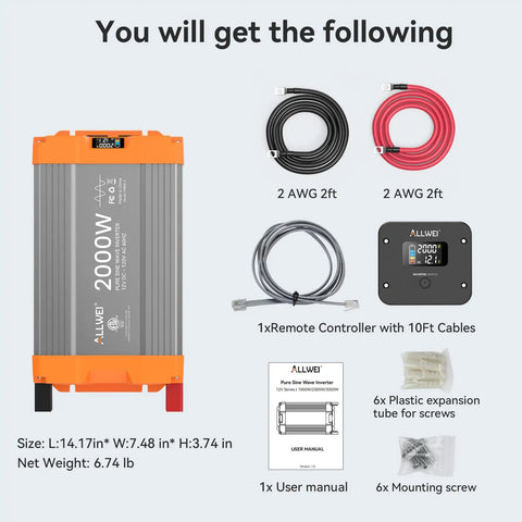 Heavy Duty 2000W Pure Sine Wave Power Inverter Converts 12V DC To 120V AC For RV And Truck With 4000 Watt Surge Output components layout