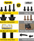 Comparison of M8 Flange Hex Bolt Assortment Kit With Flat And Spring Washers And Hex Nuts, 164 Pc, showing multiple sizes and materials.