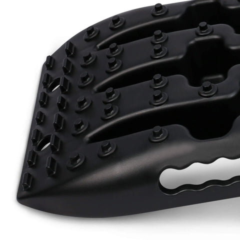 Heavy Duty Recovery Tracks for 4x4 Off Road Adventures Traction Boards Tire Ladder Mat for Sand Snow Mud Black U Design close-up