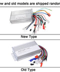 Beefy Aluminum 48V 60V 64V Brushless Motor Speed Controller shown with wiring harness, including new and old model variations.