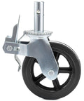 Built Tough 8 Inch Heavy Duty Swivel Casters, Rock Solid Polyurethane Wheels, Dual Lock Brakes showcasing iron core wheel and brake mount.