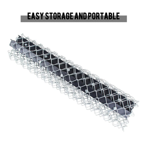 Rolled 4 By 5 Foot Chain Drag Harrow For ATV UTV And Tractor Attachments, showcasing easy storage and portability.