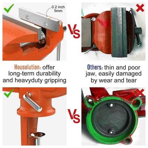 Comparison of Beastly Table Vise with 3 Inch Jaw Opening And 360 Degree Swivel Base versus weaker alternatives