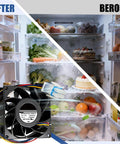 Before and after view of refrigerator with installed Upgraded Refrigerator Evaporator Fan Motor Replacement For Multiple Models