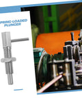 Top Shelf Stainless Steel L Handle Spring Plunger Pin Knockout Security Lock Lightweight Safety Catch For Cabinets Workshop Parts And Garage Gear Quick Install Plus Grip Tight Hold image showing spring-loaded plunger with details on a machine background.