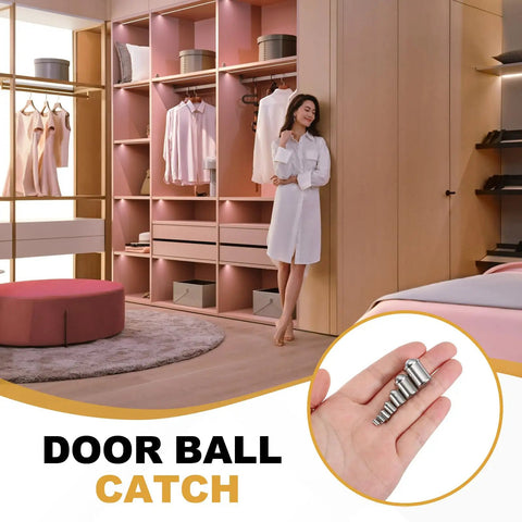 Heavy Duty 304 Stainless Steel Spring Plungers 10 Pack Ball Catch Latches for Furniture Drawers and Wardrobes showcased in a modern closet.