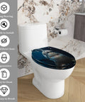 Resin Toilet Seat Decor for Elongated Toilet with shark design, 14.5" x 18.5", durable and easy to clean.
