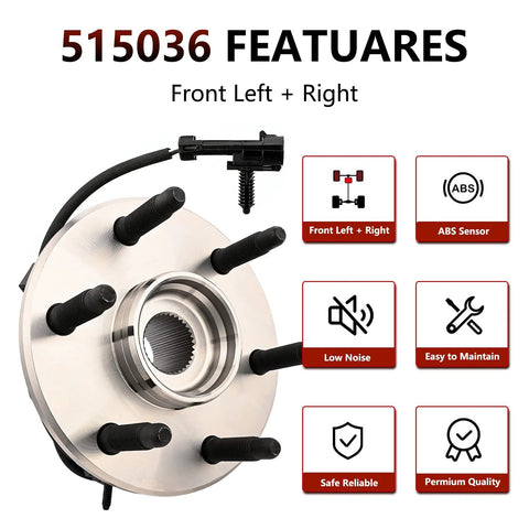 4WD Front Wheel Hub And Bearing Assembly 515036 Fits Silverado 1500 1999-2007, Tahoe Suburban 1500 2000-2006, Avalanche 1500 AWD