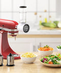 All In One Slicer Shredder Attachment For Stand Mixers Veggie Cheese Grater And Salad Maker Food Slicer Accessory on red mixer