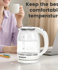 2.0L Electric Kettle With All 304 Stainless Steel And No Plastic Contact Borosilicate Glass Window For Visual Boiling Auto Shut Off