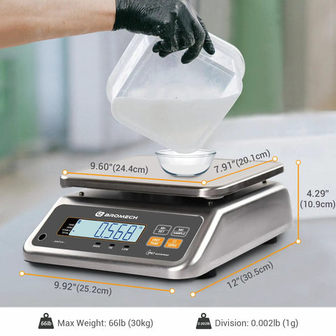 Pro Grade Commercial Food Scale With Pound And Ounce Conversions Rechargeable Stainless Steel Platform measuring liquid