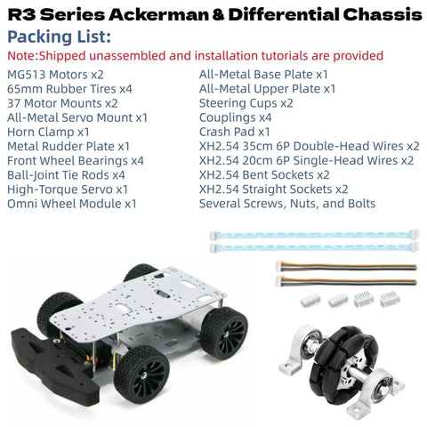 4WD Robotic Car Chassis Kit With Aluminum Alloy Frame Hall Encoder Ackerman And Differential Drive RC Tank Style System components