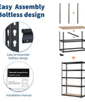 Installation guide for Heavy Duty Five Tier Metal Shelving Unit With Reinforced Steel Frame And Adjustable Thick Mdf Shelves Rock Solid Garage Storage Rack.