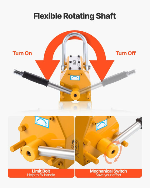 Heavy Duty Permanent Magnetic Lifter 2200 Lbs Neodymium Lifting Magnet With Release Handle And Steel Hook For Shop Cranes And Hoists Lifts Plate Steel And Boards Like A Boss, flexible rotating shaft