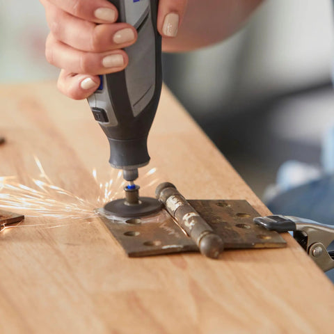 Heavy Duty EZ Lock Sanding And Grinding Rotary Tool Accessories Kit With Eighteen Pieces for sharpening a rusty hinge.
