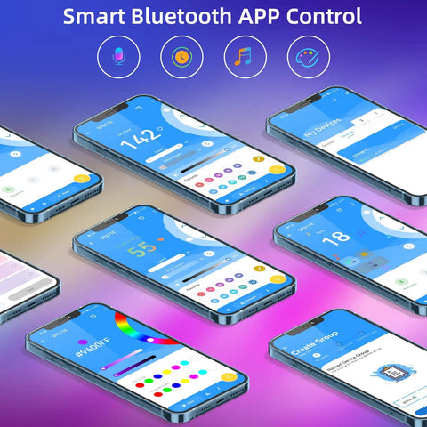 App interface for Dream Color LED Light Strip With Dynamic Chasing Effects And 180 LEDs Spanning 32.8 Feet, showing control options.