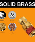Three Pack Brass Air Tank Drain Cocks With Knurled Ends And Thumb Screw Handles, One Quarter Inch NPT Male Replacement Valves