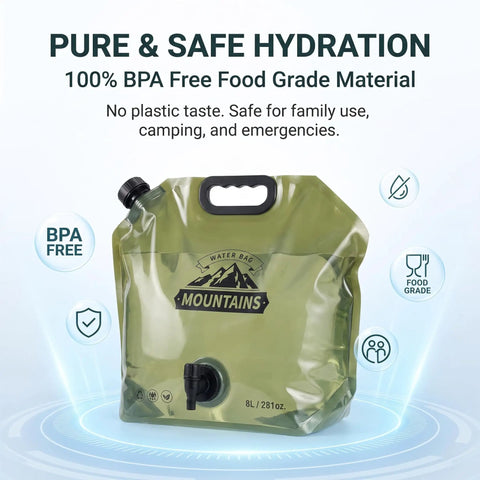 2 Gallon Collapsible Water Container With Spigot And Measurement Scale Portable Foldable Water Jug