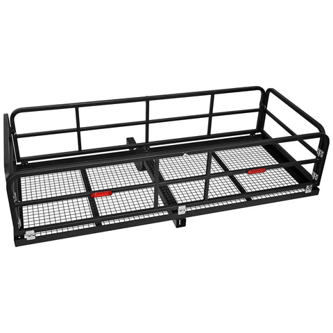 Heavy Duty Folding Hitch Cargo Carrier With 750 Pounds Capacity Fits Two Inch Receiver metal mesh base and side rails