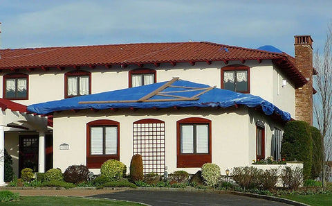 All Purpose 10x10 Ft Waterproof Blue Poly Tarp 5 Mil Heavy Duty Outdoor Cover for roof protection on house